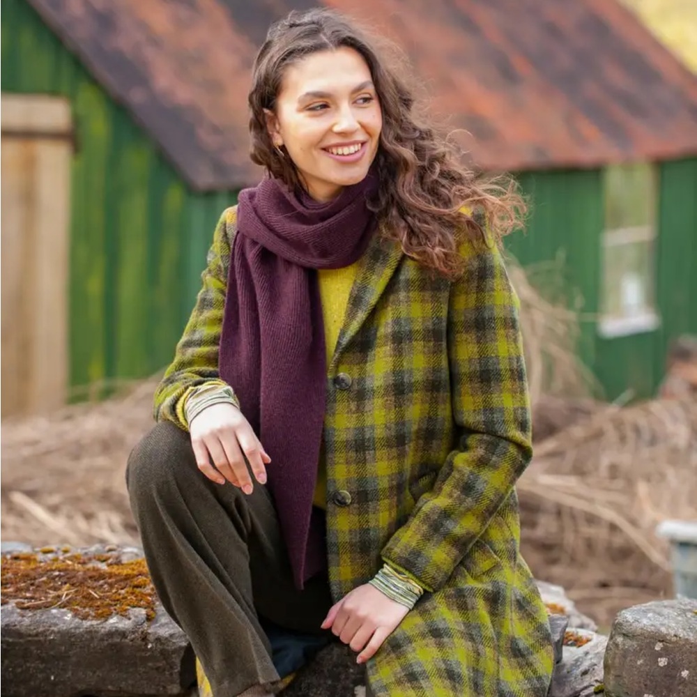 Brora Aubergine Cashmere Scarf 17 inches by 74 inches